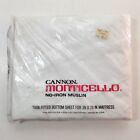 Vintage Cannon Monticello White Twin Fitted Bottom Sheet No-Iron Muslin NOS USA