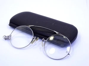 Antique Art Deco EYE GLASSES LORGNETTE SPR 14k White Gold Filigree FOLDING Frame - Picture 1 of 9