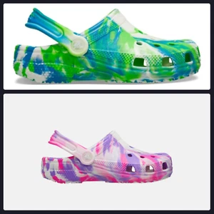 CROCS GLOW in dark MARBLED CLOG PINK CRUSH or PREP BLUE MULTI C4-C10, C11- J3 - Picture 1 of 14