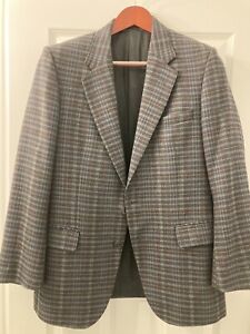 Christian Dior 38R Gray plaid  Wool 2 Button Sport Coat Blazer Jacket