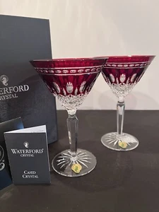 WATERFORD CRYSTAL CLARENDON MARTINI GLASSES RUBY RED ~ IN ORIGINAL BOX - Picture 1 of 12