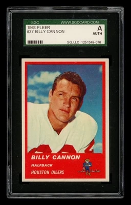 1963 Fleer Set-Break # 37 Billy Cannon SGC AUTHENTIC - Image 1 of 3