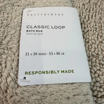 Tapete de banho POTTERY BARN CLASSIC LOOP ALGODÃO ORGÂNICO 21" X 34" ~ AVEIA (BEGE) - Imagem 1 de 4
