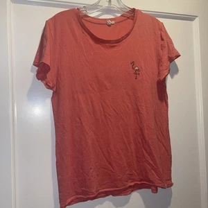 Rip Curl Women'S Pink Flamingo Embroidered Short-Sleeve Cotton T-Shirt Top M - Picture 1 of 4