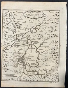 MEXICO CITY & ENVIRONS 1754 BELLIN UNUSUAL ANTIQUE ORIGINAL COPPER ENGRAVED MAP - Picture 1 of 1
