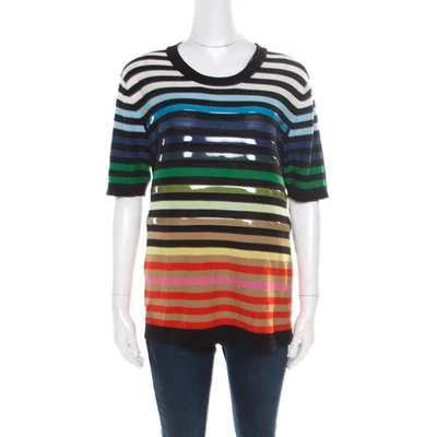 Sonia Rykiel многоцветная полосатая хлопковая и шелковая виниловая полоска деталь топ M - Изображение 1 из 4