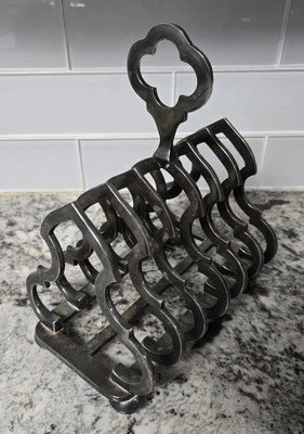 Antiguo estante para tostadas inglés ▪︎ Carrito plateado grande y pesado sin marca ~ Raro Foto 1 de 4