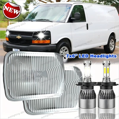 Par de faros LED alto/bajo para camioneta de carga Chevy Express 1500 2500 3500 7x6 5x7 Foto 1 de 4