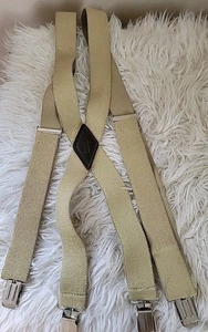 Levi suspenders. Elastic. Beige. Opens to 47 inches. Adjustible. Shows One Stain - Picture 1 of 4