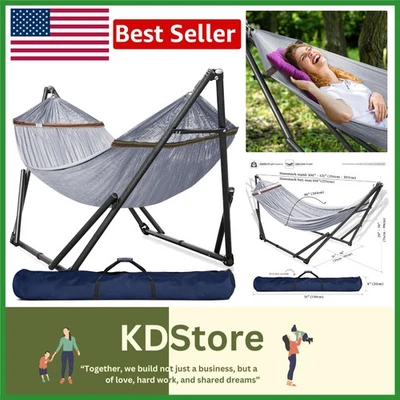 Universal Double Hammock with Stand – Portable, 600 lbs Capacity, Easy 30-Sec... - Image 1 of 4