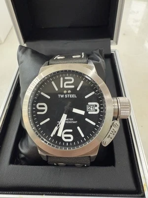 TW Steel Canteen (45mm) Black Dial / Black Italian Leather Strap - Image 1 of 4