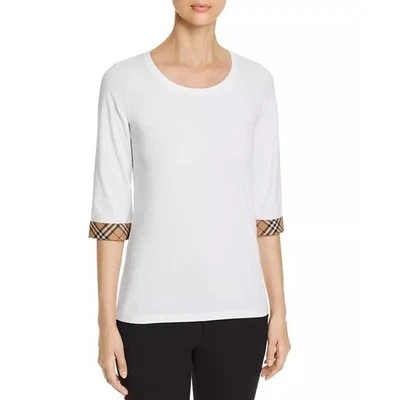 Camisa BURBERRY BRIT Lohit Clásica Manga Tres Cuartos Puño a Cuadros Blanca Talla M  Foto 1 de 4