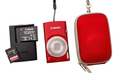 Canon PowerShot ELPH 180 20 MP Digital Camera Red Charger Battery Case NEAR MINT - Image 1 of 4