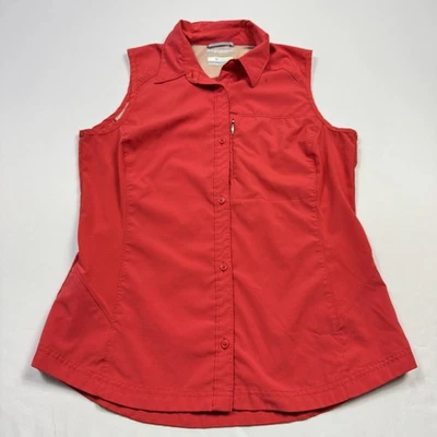 Columbia Omni-Shade Sleeveless Fishing Shirt Button-Up Red Women's Large - Image 1 of 4