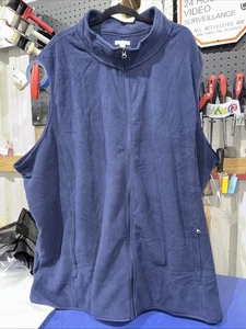 B + T Essentials Navy Men's Fleece 100% Polyester Sleeveless Pockets Vest 5XL - Picture 1 of 4