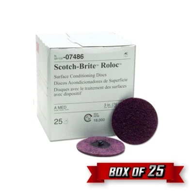 3M Scotch-Brite 07486 | Surface Conditioning Roloc Disc, TR, 3.000" x Medium {25pk}