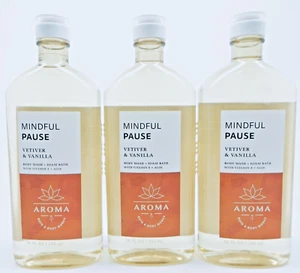 3 BATH & BODY WORKS AROMATHERAPY MINDFUL PAUSE VETIVER & VANILLA BODY WASH 10 oz - Picture 1 of 18