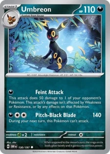Juego de cartas coleccionables Pokémon poco comunes Umbreon 130/197 Obsidian Flames 2023 casi nuevo - Imagen 1 de 1