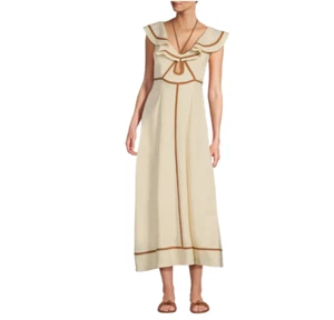 NWT Antonio Melani x MG Style Kurry Dress Womens 18 Tan Brown Flan Flounce NEW - Picture 1 of 10