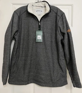 Maglione Orvis taglia M grigio 1/4 zip foderato pile manica lunga camicia uomo nuovo con etichetta - Foto 1 di 9