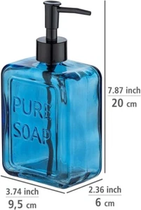 WENKO Pure Soap Dispenser – 0.55L Blue | Refillable Bathroom Sink Hand Wash Pump - Picture 1 of 3