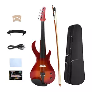 4 Strings Electric Viola 16inch Solid Wood Ebony Fittings Case Bow Guitar Shape - Picture 1 of 12