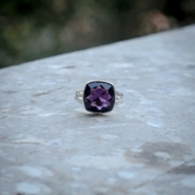 Valentine's Day African Amethyst Gemstone 925 Sterling Silver Ring All Size - Image 1 of 4