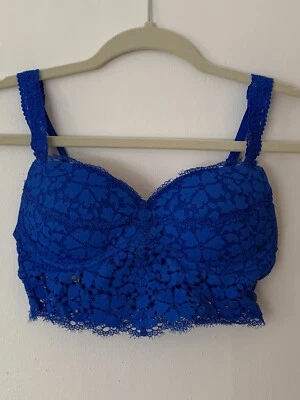 Sutiã de renda rosa fluorescente longline tamanho XS acolchoado pulôver com aro EXC - Imagem 1 de 4