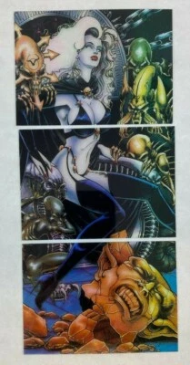 LADY DEATH SERIES 2 (Krome 1995) Complete TRYPTIC Chase Card Set (#T1-#T3) - Image 1 of 3