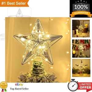 Elegante Albero Stella Argento Topper con 20 Luci LED - Decorazione Natalizia Moderna - Foto 1 di 9