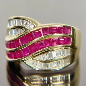 Stunning 18K Le Vian Encore Diamond & Ruby Crossover Yellow Gold Ring 2.4 CTW - Picture 1 of 8