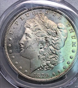 PCGS GOLDSHIELD MS62 1879-P MORGAN SILVER DOLLAR - Picture 1 of 6