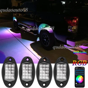 4 Pods RGB LED Neon Rock Light Underbody Bluetooth APP fit Jeep Wrangler JKU JK - Picture 1 of 16