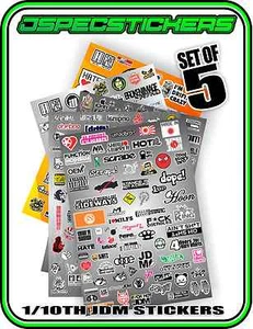 SCALE STICKER SET OF 5 A4 R/C CRAWLER 1/10 DRIFT DRAG CAR BRAND JDM STICKERBOMB - Picture 1 of 9