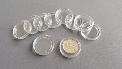 Capsules x10 for Collection of Coin 23mm Clear Storage Case Round One Pound £1