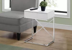 Contemporary X Design accent End Snack Chairside Table With Drawer in White - Picture 1 of 4