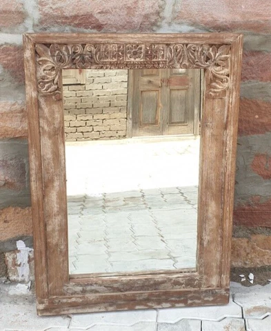 Antique Mirror Wall Decor White Wooden Wall Mirror Indian Arch Mirror Home Decor Cover