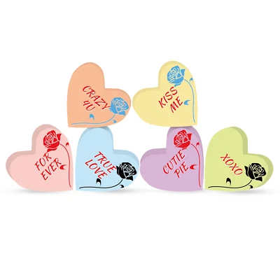 6 PIEZAS Decoraciones de Mesa Clásicas Decorativas Estampadas en Corazón de Madera para San Valentín Foto 1 de 4