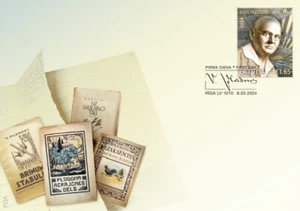 Latvia 2024 (04) Vilis Pludons - 150 - Latvian romantic poet and writer (u. fdc) - Picture 1 of 1