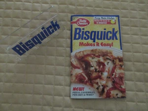 BISQUICK RECIPE HOLDER & COOKBOOK CLEAR LUCITE BLUE BISQUICK LOGO  5.5" x 3.25" - Imagen 1 de 7