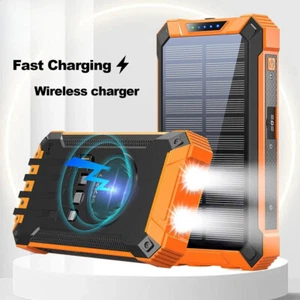 Przenośny powerbank solarny 50000mAh pakiet USB akumulator bezprzewodowa ładowarka do telefonu - Zdjęcie 1 z 12