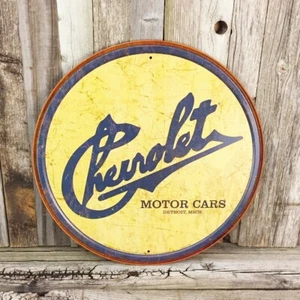 Chevrolet Chevy Motor Cars Detroit Round Metal Tin Sign 12" Historic Logo - Picture 1 of 1