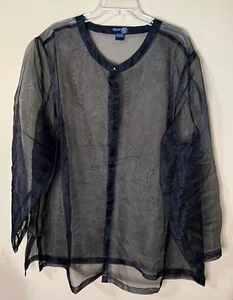 Venezia Jeans Ropa Negra Semi Transparente Blusa Camisa Chaqueta Encubrimiento Plus 5X(?) - Imagen 1 de 8