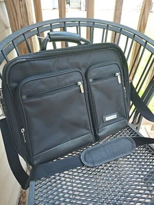 HARTMANN Black Nylon & Leather Messenger Briefcase Carry-On Laptop Bag suitcase - Picture 1 of 7