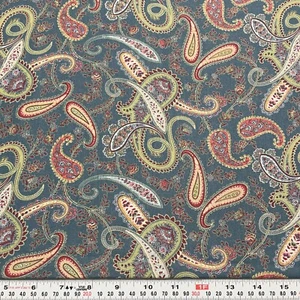 Sienna by Michele D'Amore Marcus Brothers Paisley Blue Cotton by the HALF YARD - Picture 1 of 2
