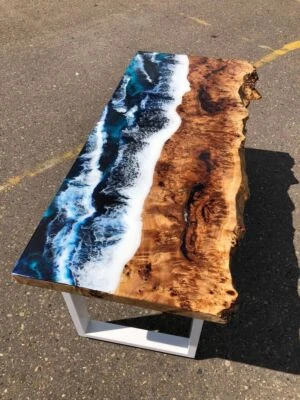 Coffee, Dinning Table Epoxy Resin Handmade Acacia Table Top Custom Order - Image 1 of 2