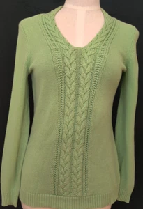 Liz Claiborne Olive Green V-NeckCable Sweater Women’s Size S - Picture 1 of 5