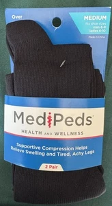 New Medipeds Compression Socks Lot of 2 Pair Black Men sz S /Women sz M - Picture 1 of 5