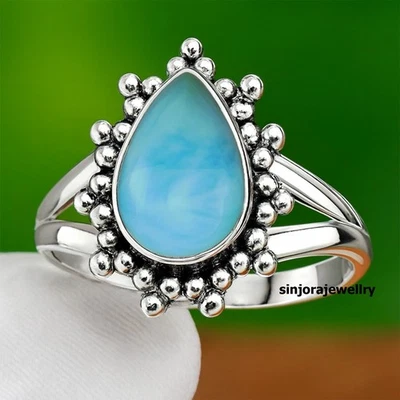 Anello regalo fatto a mano in argento sterling 925 con pietra preziosa Larime... - Immagine 1 di 4