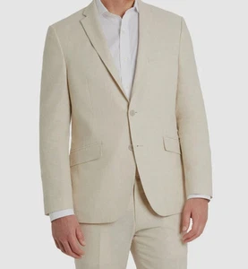 Kenneth Cole Men Jacket Sport Coat Beige Linen Slim-Fit Size 38S E071013 - Picture 1 of 7